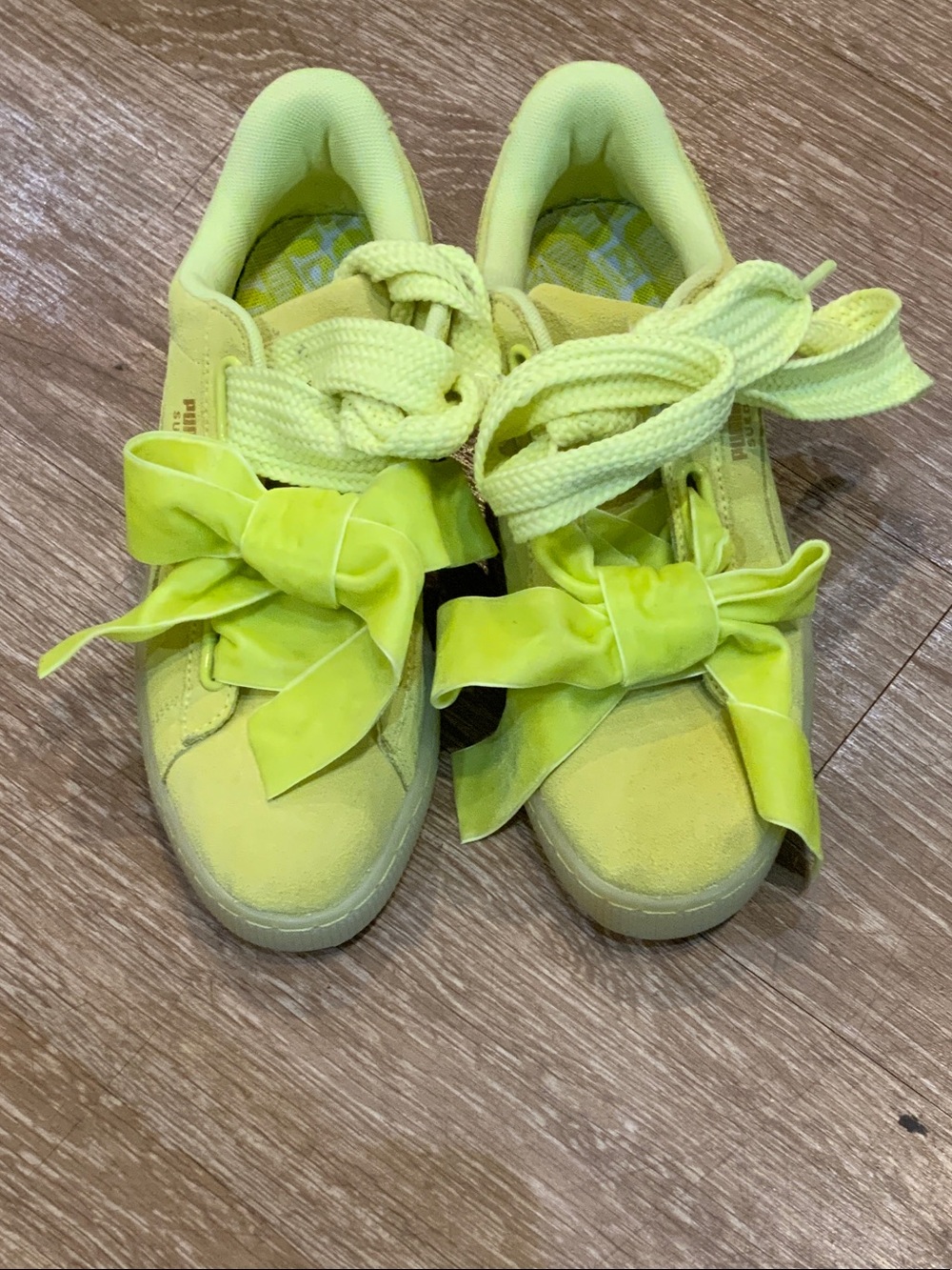 Puma Kids Neon Yellow Bow Lace-Up Sneakers